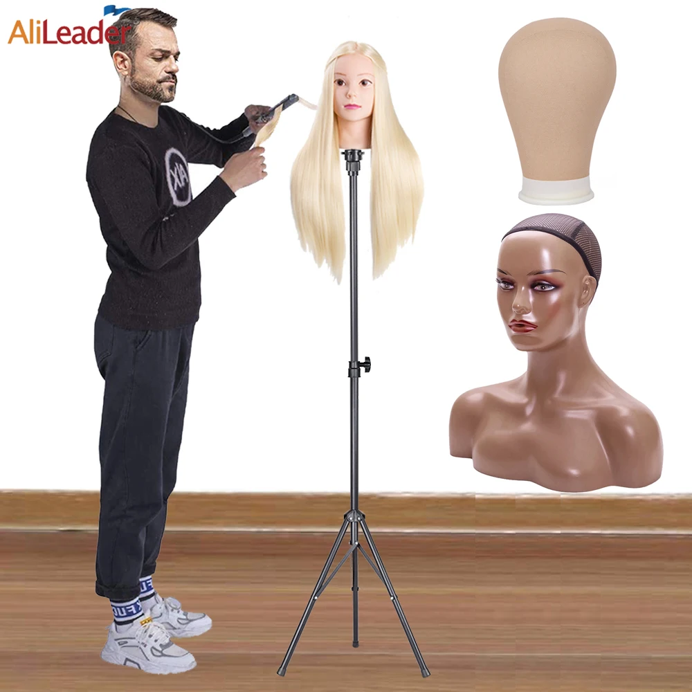 

150cm High Wig Stand Tripod for Hold Mannequin Head Adjustable Holder for Cosmetology Hairdressing Training