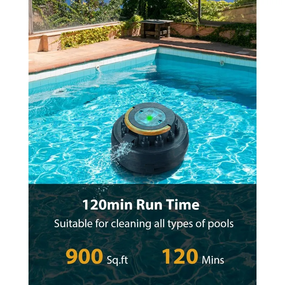 Robotic Pool Cleaner, Lasts Up To 120 Mins, Dual-Motor, Self-Parking, Pool Vacuum for Above/In Ground Flat Pools Up To 914 Sq Ft