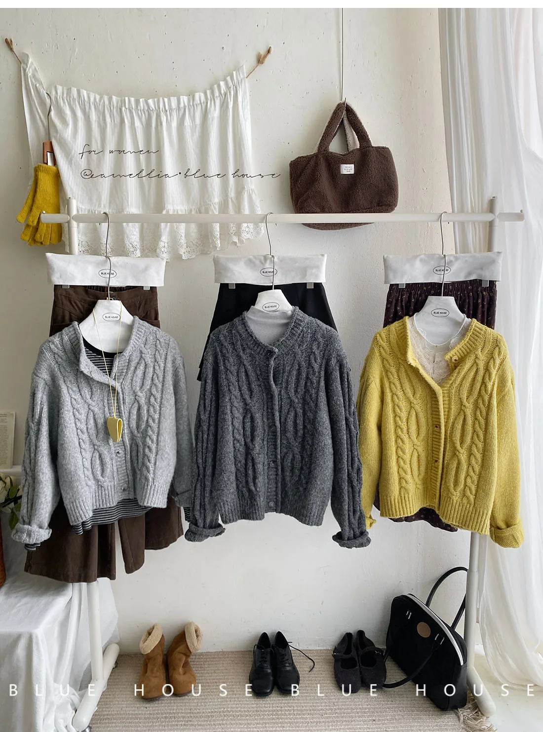 

Women's Autumn Winter Twisted Pattern Long Sleeve Loose Cardigan Lady Solid Color O Neck Single Breasted Soft Cardigan