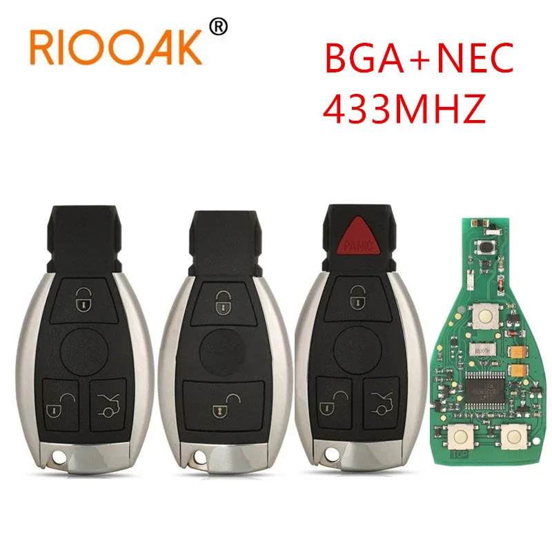 1PCS 2/3/4 Buttons Remote Smart Car Key with LOG 433MHz BGA Style for MB Mercedes BENZ C E S Supports Original NEC BGA F