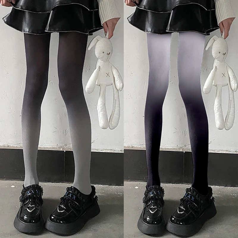 Medias de color degradado para primavera y otoño, Medias de terciopelo para mujer, pantimedias de colores mezclados contrastantes de Anime sin costuras, Medias para chicas Lolita