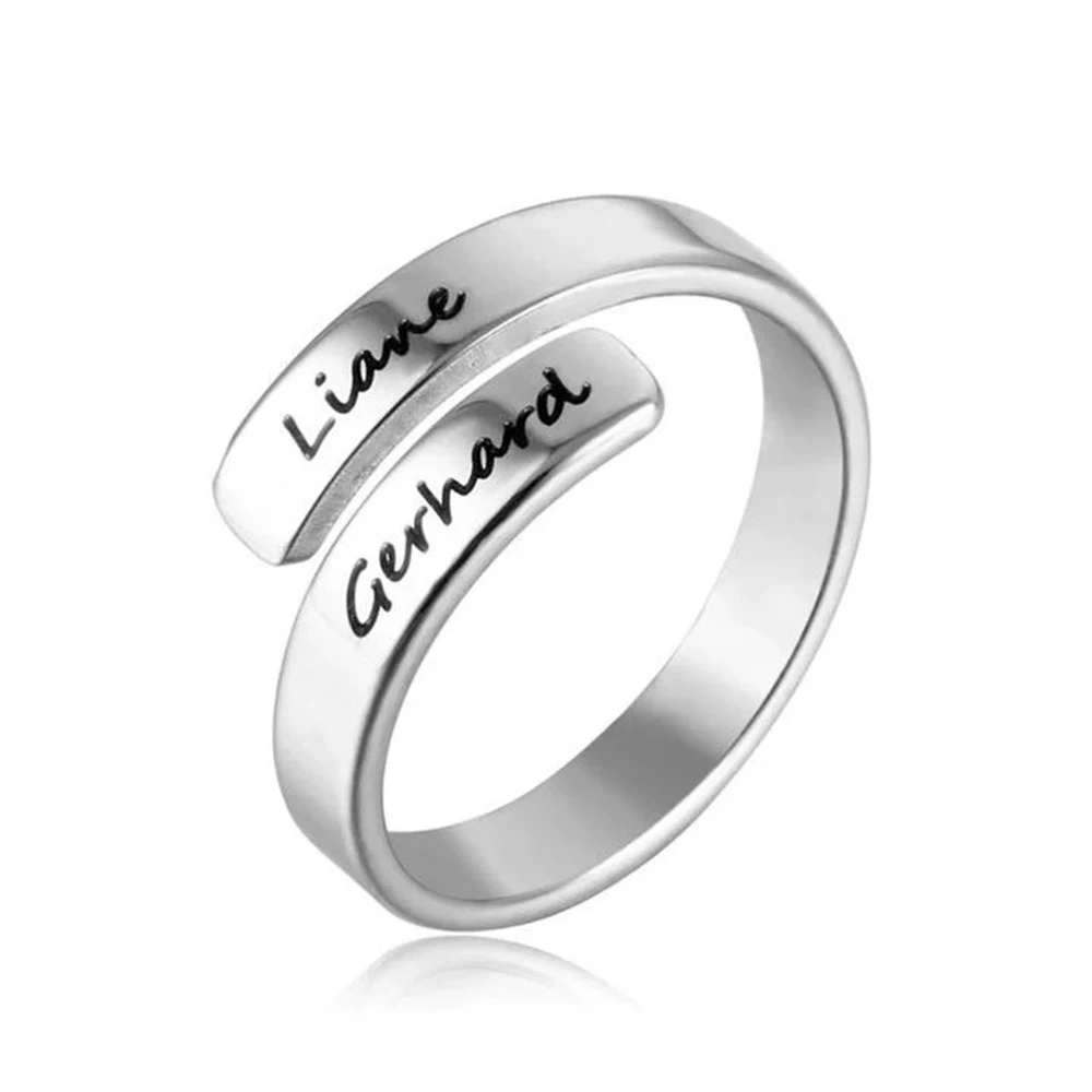 

Customized Stainless Steel Ring with Two Names for Boyfriend and Girlfriend's Beautiful and Meaningful Gift Mother's Day Gift