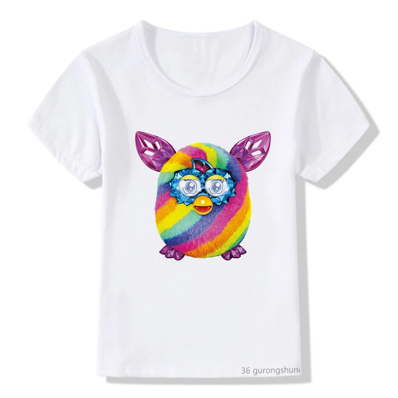 

New Hot Sale Children'S Clothing Tshirt Cute Animal Plush Toy Cartoon Print Boys T-Shirt Fashion Hiphop Girls T Shirt White Tops