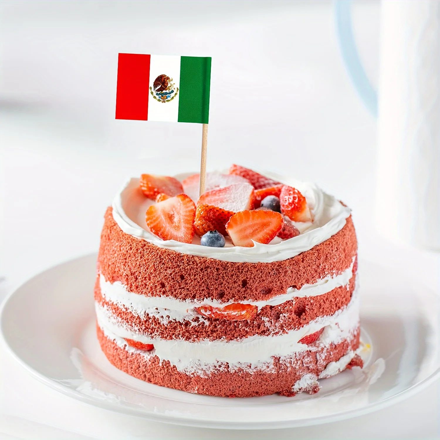100pcs Mexican Toothpick Flags, Cupcake Topper Decorated With Mexican Flag, Mini Baton Flag Decorated With Food Picks