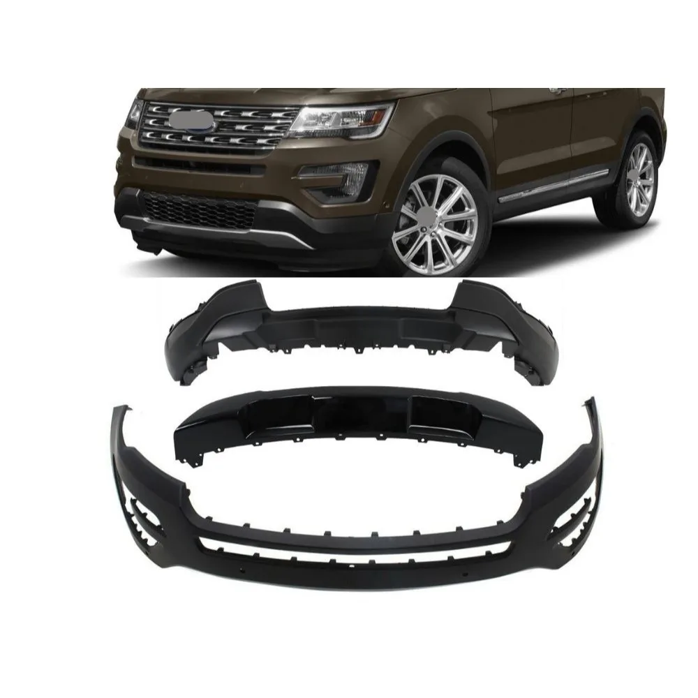 

For Ford Explorer 2016 17 Front Upper Lower Bumper W/Sensor Holes+Lower Valance