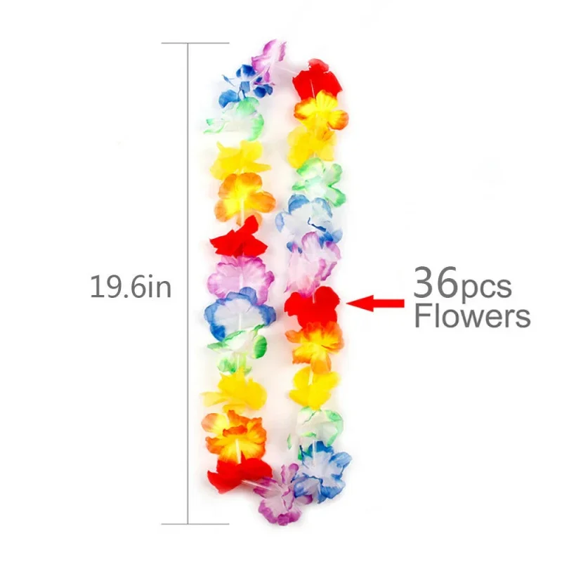 

1/10/20Pcs Hawaii Christmas Party Wreath Door Decoration, Hawaiian Party Artificial Flowers Garland Necklace, Luau Torpi Decor w