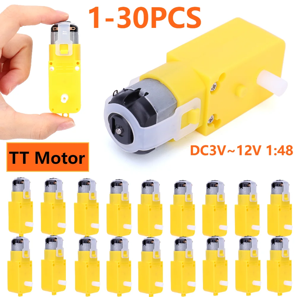 30-1pc Motor TT de doble eje DC 3-12V DIY Motor de engranaje de Robot de coche inteligente instalar EMC chasis de coche inteligente Motor de caja de cambios de cuatro acciones