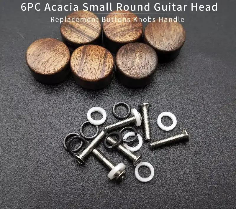 

6Pcs Acacia Small Round Shape Guitar Tuning Pegs Tuners Machine Heads Replacement Buttons Knobs Handle