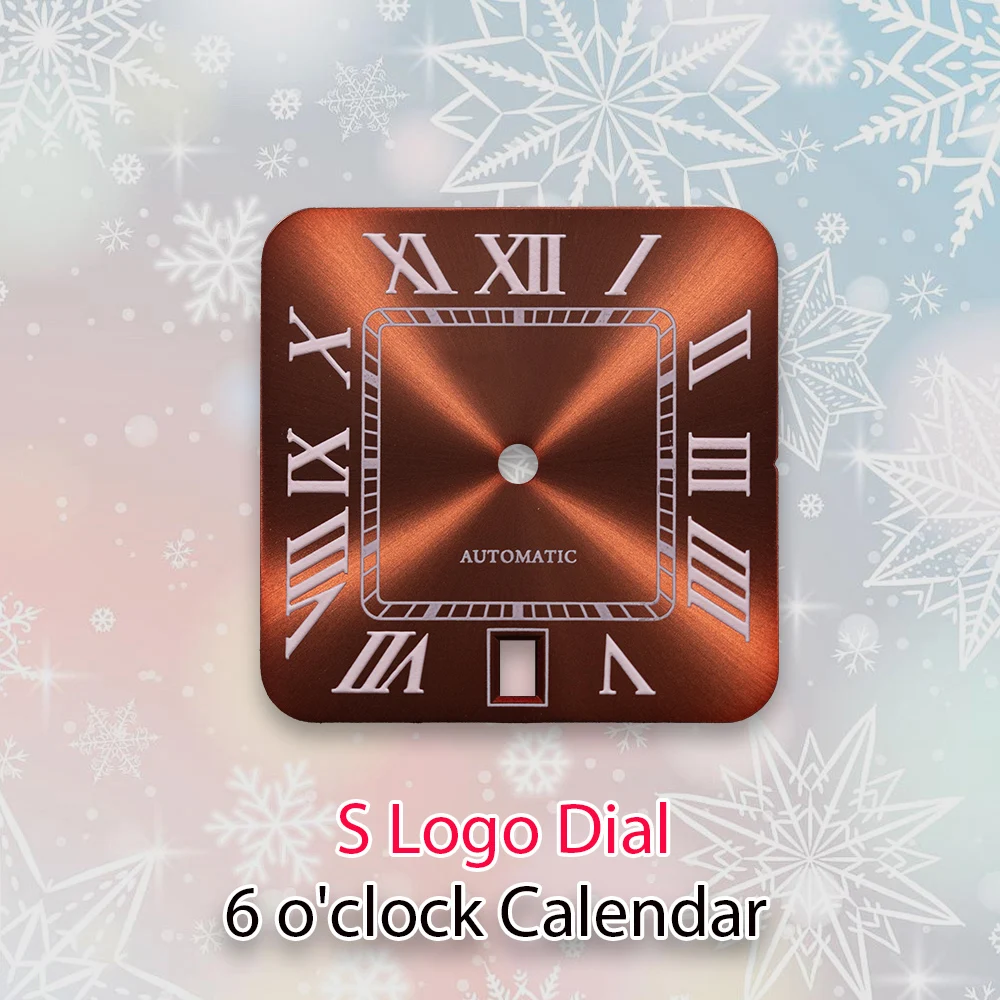 27mm S Logo NH35 Rome Square Dial 3 o'clock calendar Or 6 o'clock calendar Fit NH35 NH36 Movement Watch Modification Accessories