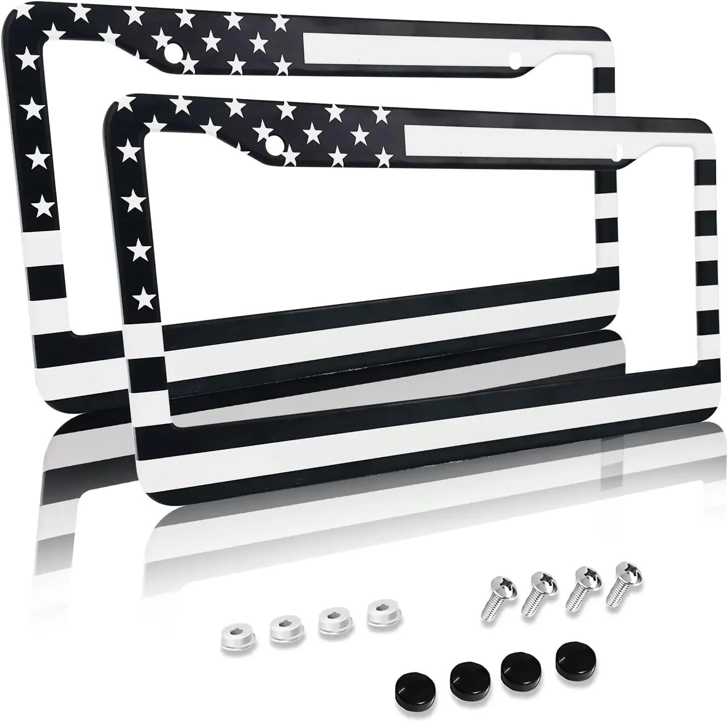 Porta targa con motivo bandiera americana, confezione da 2, porta targa con 2 fori, porta targa per auto, per donne, uomini, veicoli statunitensi