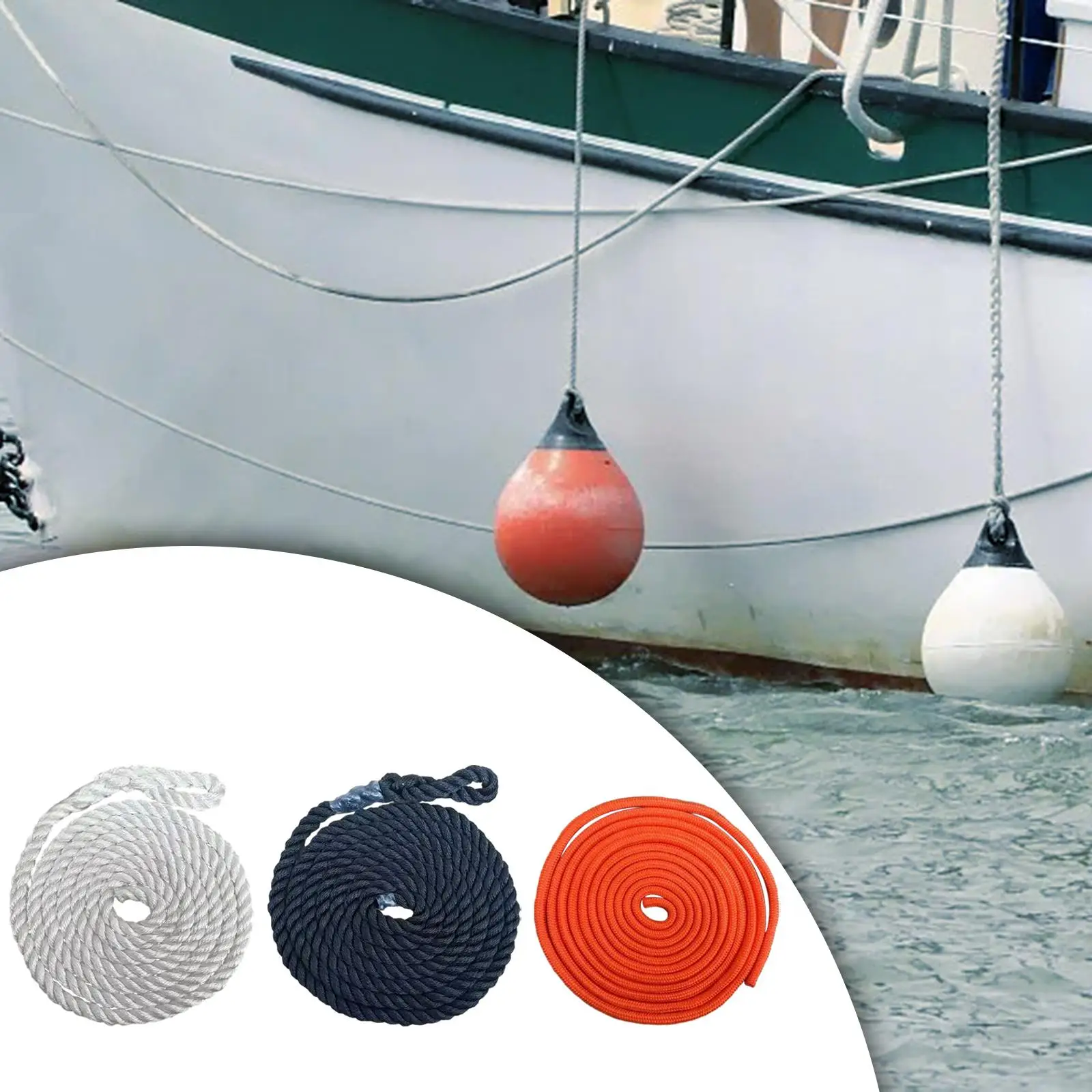 Marine Dock Fender Line Double Braided Rope Protector Boat Bumpers Edge Protection for Sailboat 2m