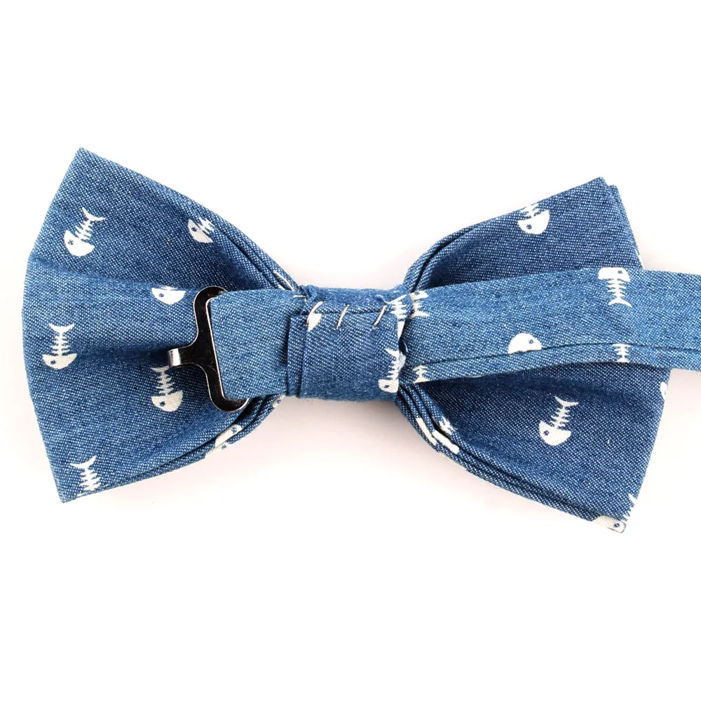 Muszka bawełniana dla pana młodego moda Denim muszka dla mężczyzn kobiety Bow knot dorosły ślub muszki Cravats niebieski Groomsmen Bowtie