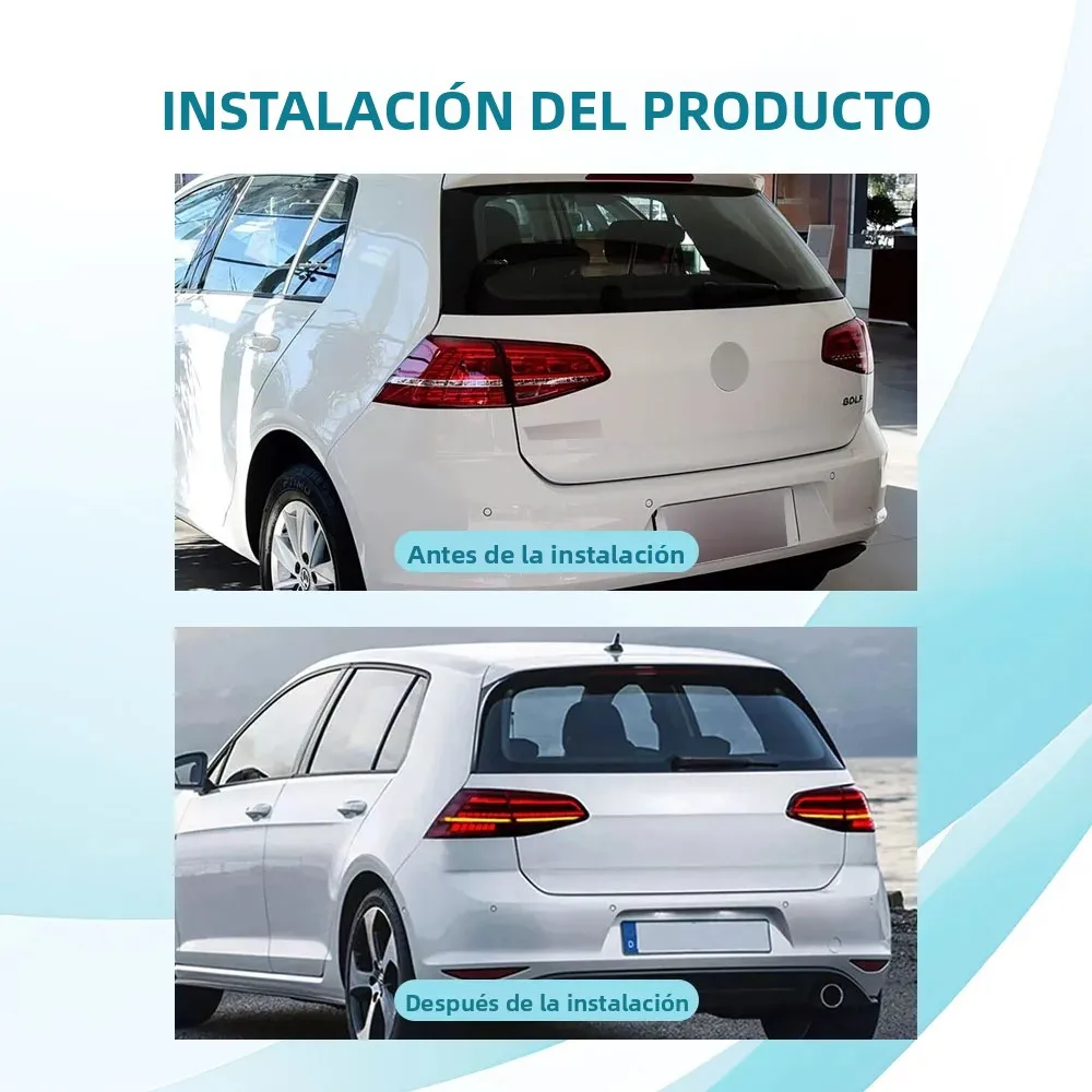 Conjunto de Luces Traseras LED de Estilo Deportivo para Volkswagen VW Golf 7 MK7 2013 2014 2015 2016 2017 GOLF 7.5 2017 2018 2019 2020, con Señal de Giro Dinámica Secuencial, DRL, Luz de Freno, Luz de Reversa