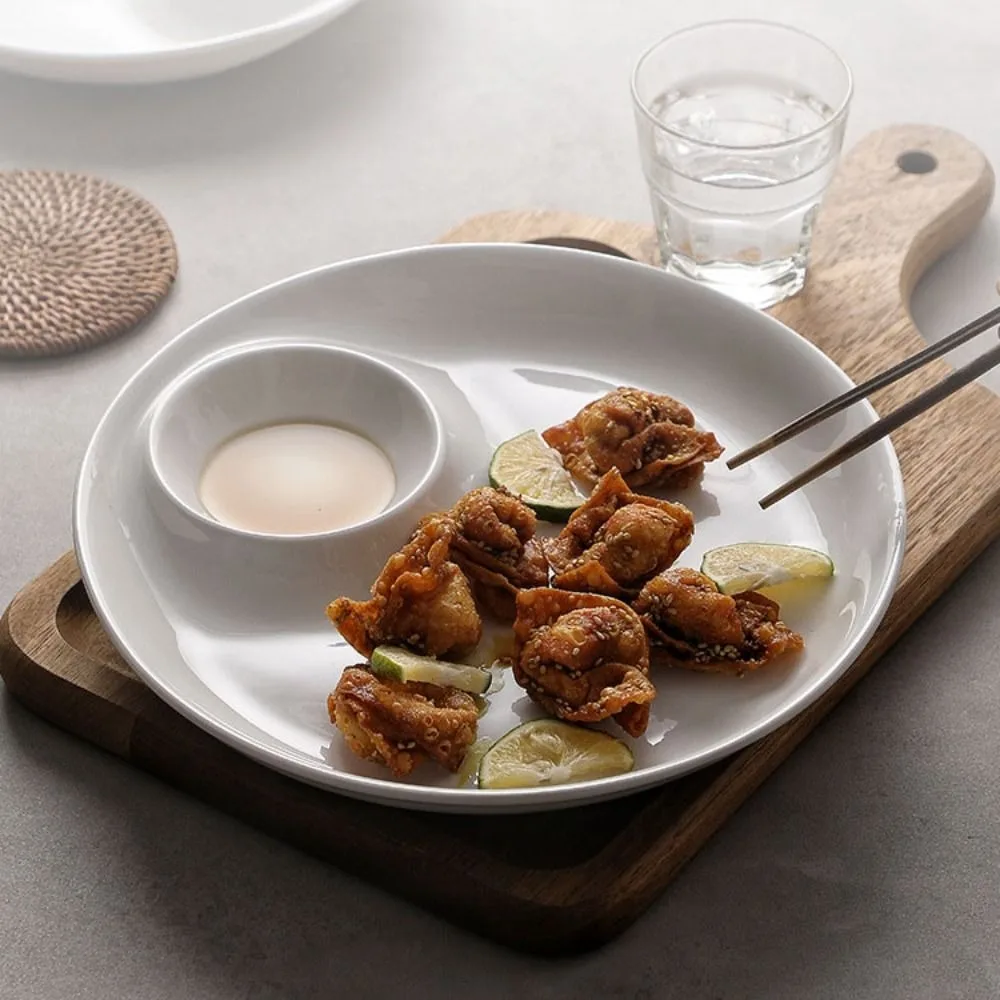 Melamine Food Serving Tray Imitation Porcelain White Appetizer Plates Drop-proof Divided Snack Serving Platter Dessert