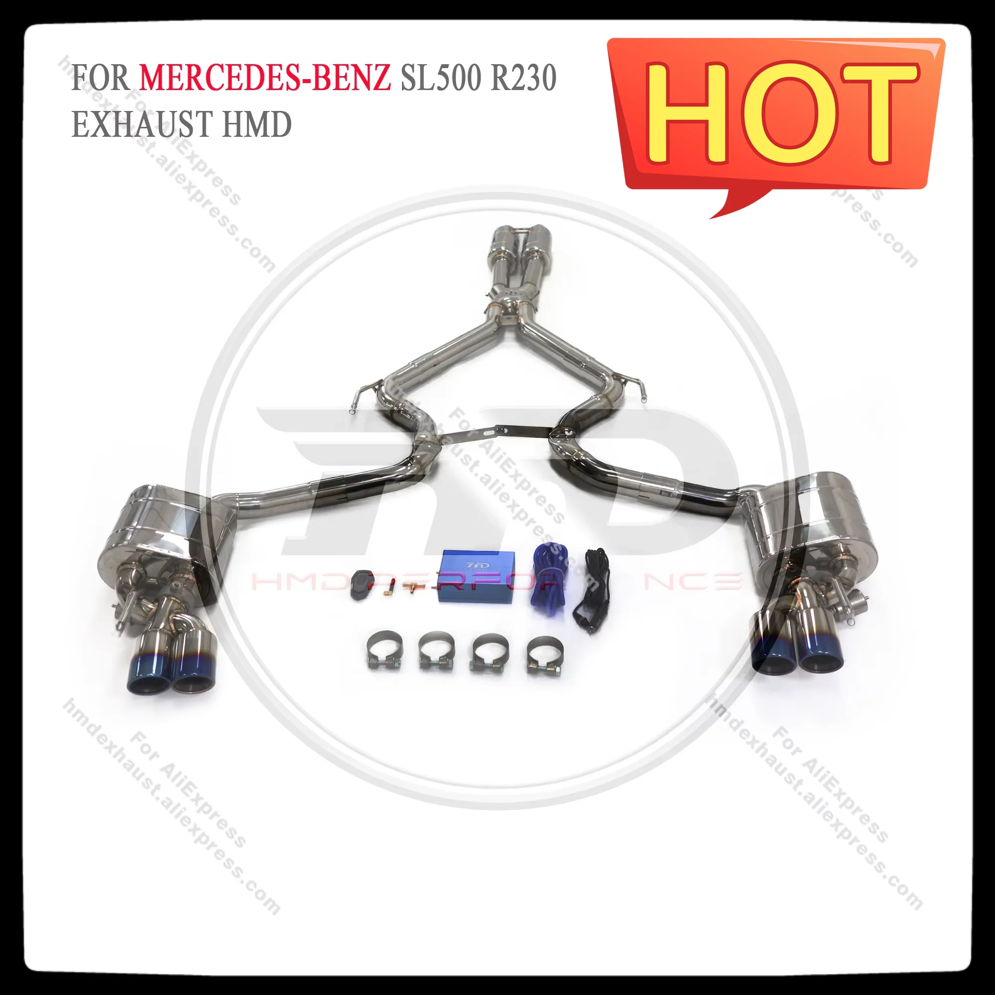 HMD Stainless Steel Exhaust System Performance Catback for Mercedes Benz R230 SL500 5.5L sl350 Muffler With Valve