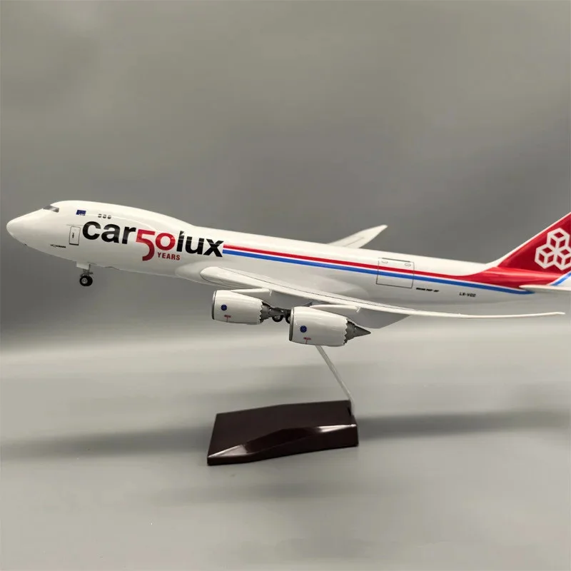 47CM 747-8F Luxembourg Cargo Airlines Plane Transport Diecast  Airplanes Resin Plane Model Toys Collection Fans