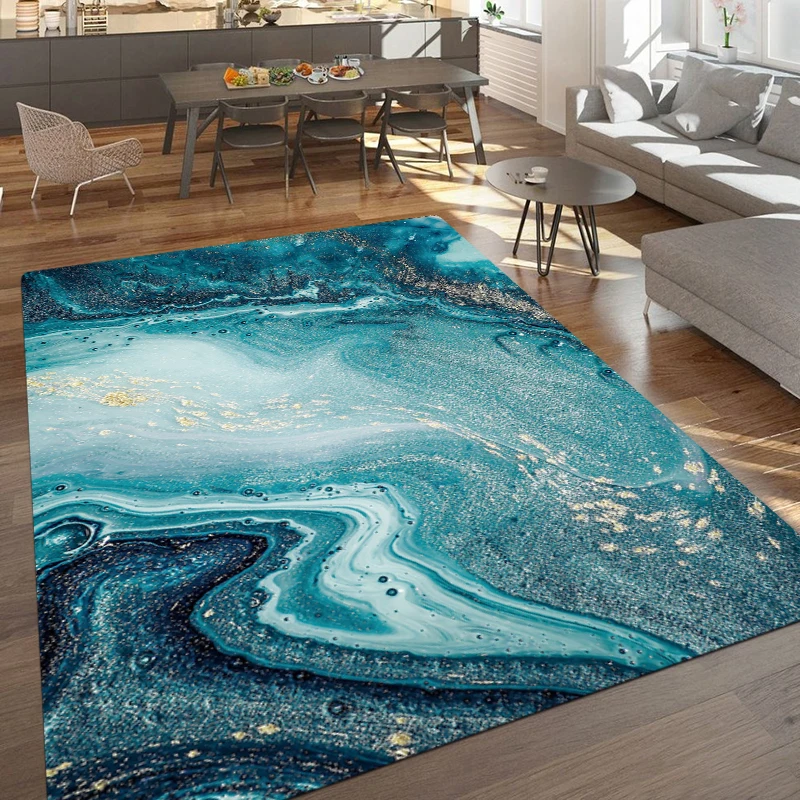 

Golden Marbling Style Pattern E Printed Rectangle Carpet Art Rug For Bedroom Living Room Soft Fluffy Rug Nonslip Mat Home Decor