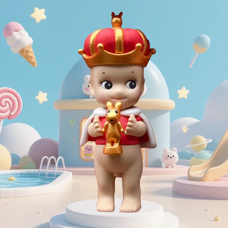 Authentieke Sonny Angel blauw/rode kroonlift minifiguren koning model decoratie poppen speelgoed kinderen kinderen kerstcadeaus
