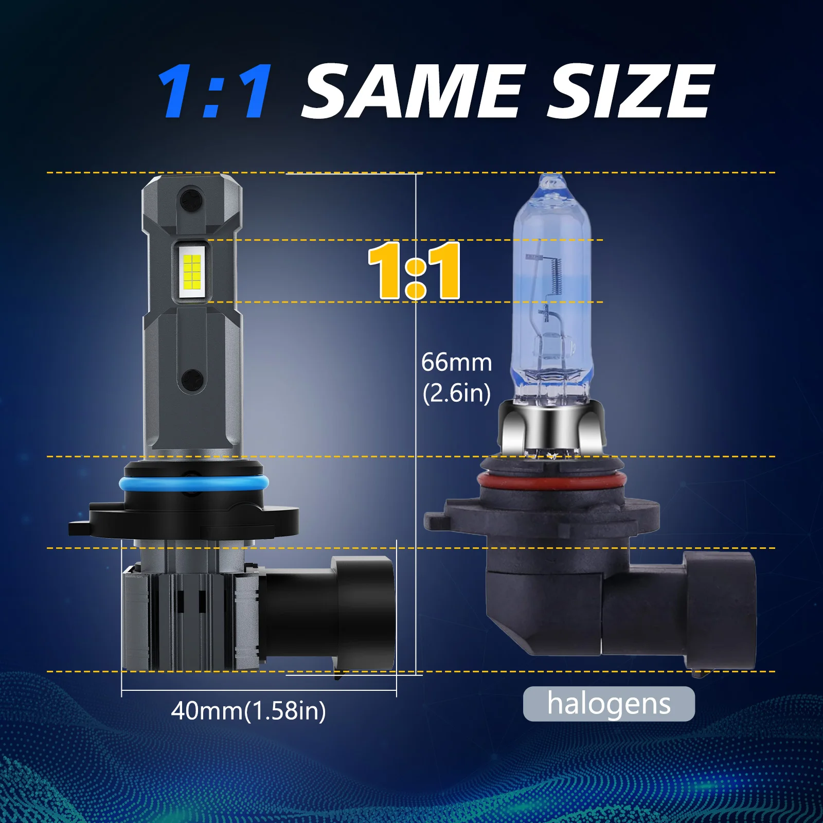 

2pcs 9005 LED Headlight Bulbs 20000LM Mini Headlight Bulbs Fanless 500% Brighter Wireless Headlight Bulbs Car Bulb Kit Low Beam