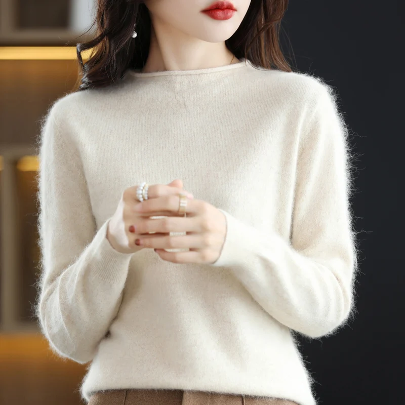 Autumn and Winter 2022 New Women\'s Sweater 100% Mink Cashmere Women\'s O-Neck Pullover Casual Knitting Korean Loose Fashion Top