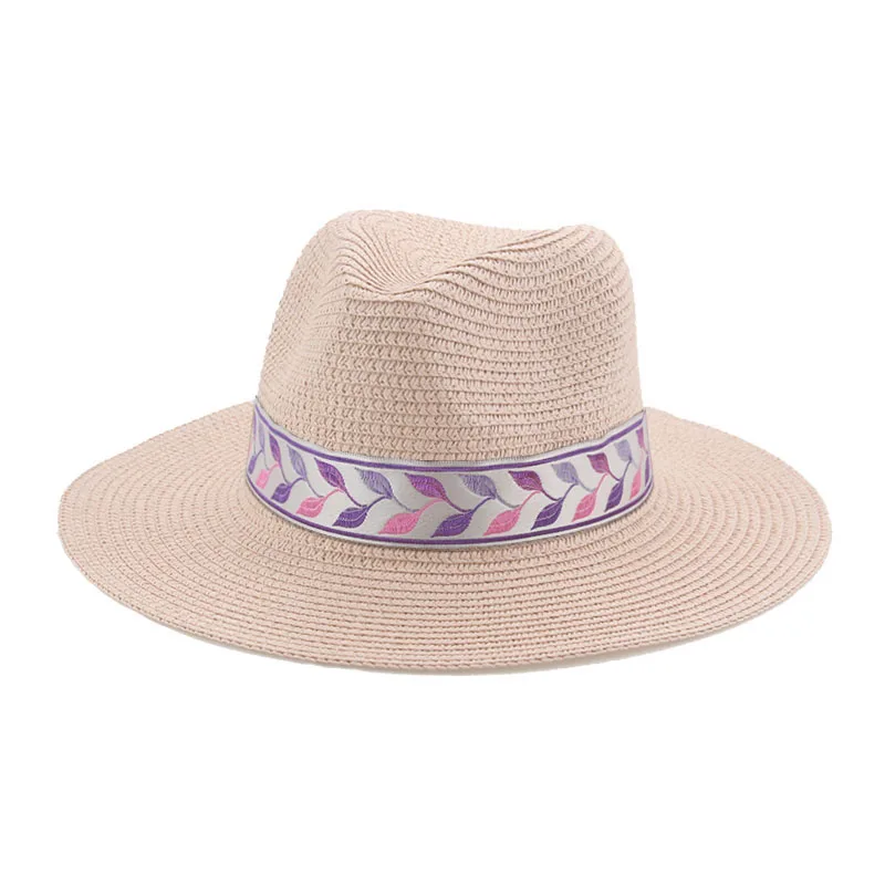 

Hats for Women Bucket Hat Solid Band Leaf Panamas Jazz Caps Men Women Wide Brim Sun Protection Khaki Black Women's Summer Hat