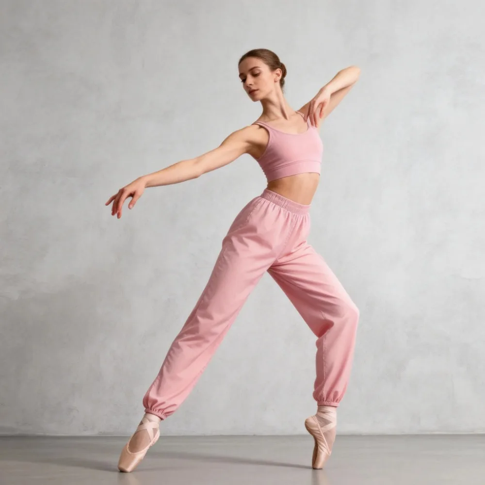 Ballett-Aufwärmhose für erwachsene Frauen, lockere, bequeme Tanzhose, schweißableitend, schnelltrocknend, figurformend, weich, dehnbar, Trainingshose. – Detail 1