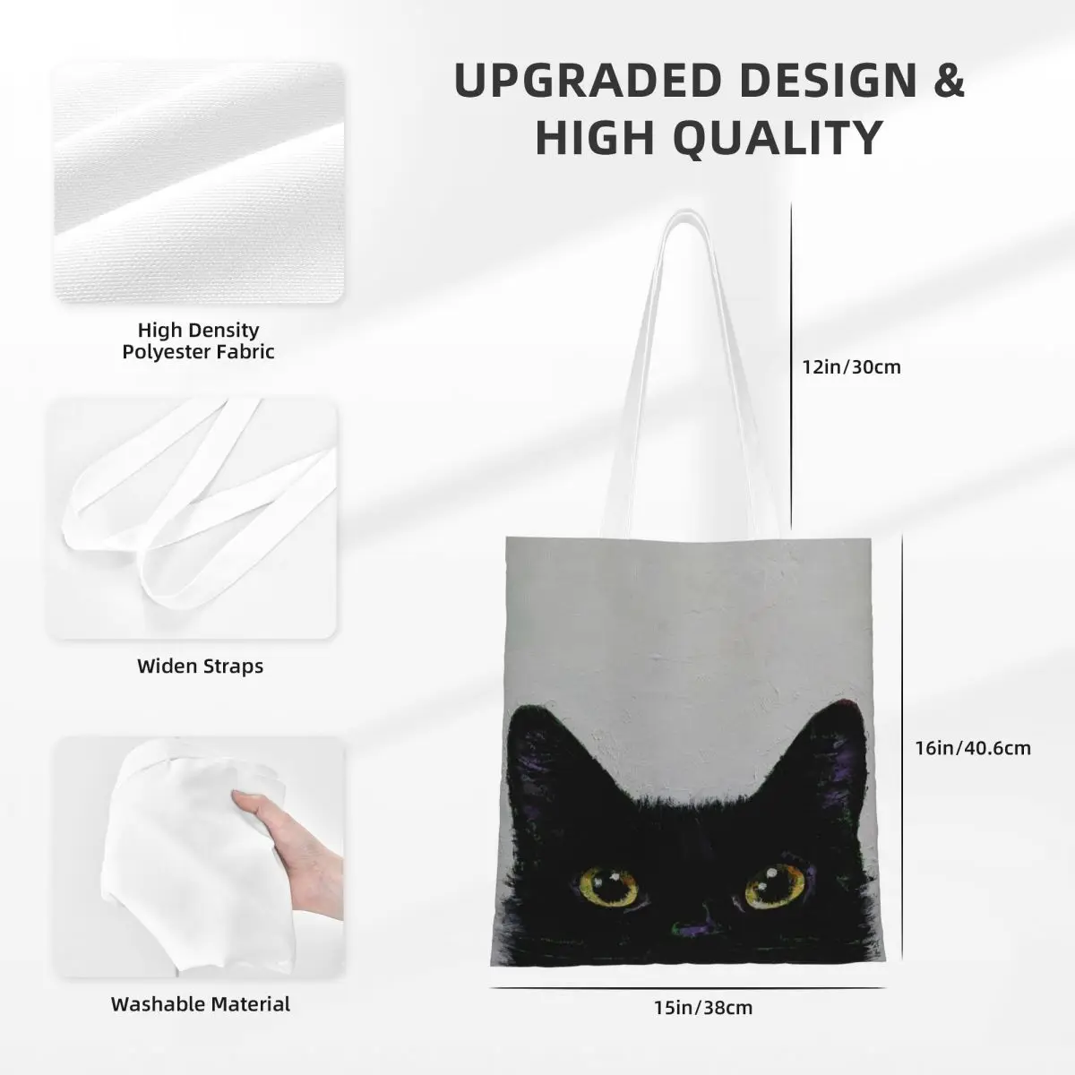 Schwarze Katze Kitty Liebhaber Tier Haustier Leinwand Tasche Handtasche Umhängetaschen wieder verwendbare Einkaufstaschen für Unisex