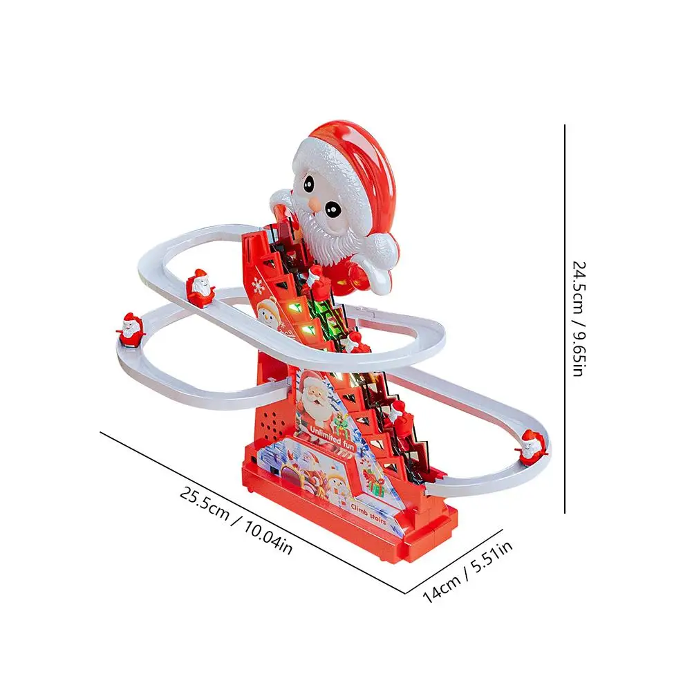 Automatyczny Święty Mikołaj Wspinający się po Schodach Zabawka Świąteczna Światło LED Muzyka Zjeżdżalnia Wielotrybowy Tryb Pracy Zasilana Bateriami Prezent dla Dzieci