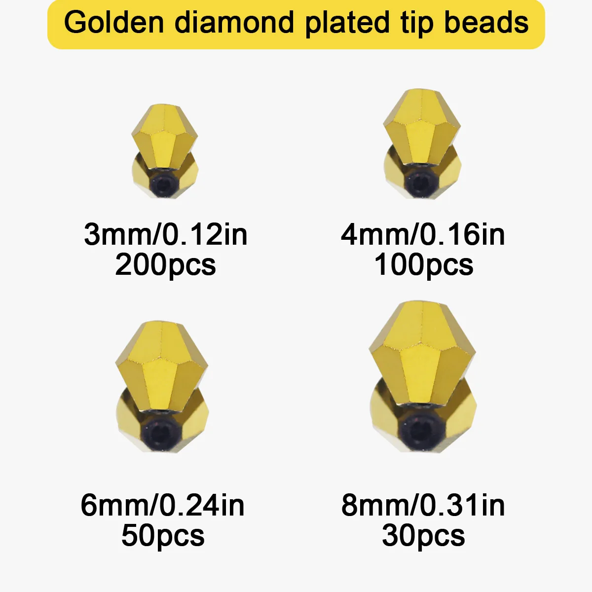 3/4/6/8mm Bicone Golden Plated Austrian Crystals Glass Loose Spacer Beads For Jewelry Making DIY Bracelets Necklaces Accessories