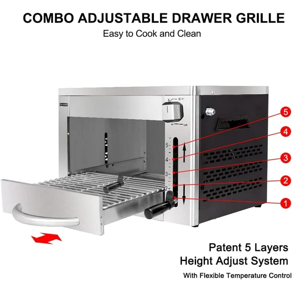 Grelhador a gás portátil elétrico com cozinha vertical, rápido e eficiente, churrasqueira, 1600 ° C, ao ar livre