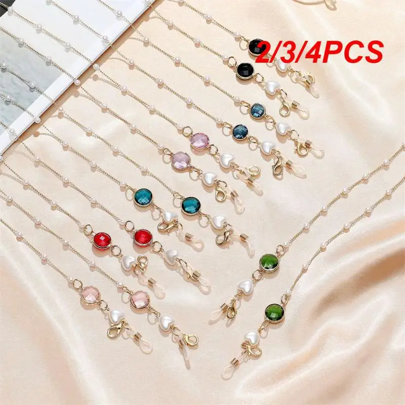 2/3/4PCS Mask Chain Anti-lost Acrylic Pearl Portable Creative Home Accessories Eyeglasses Chain Net Red Fashion Gemstone Heart