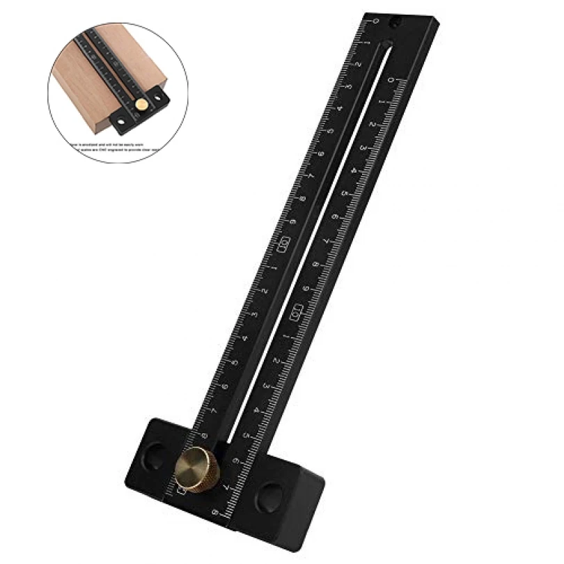 

0-180mmT Type Track Ruler Woodworking Scribing Ruler Metric Scale Aluminum Alloy Woodworking DIY Measuring Gauging Tools