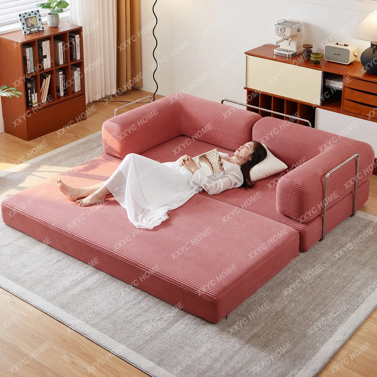 TT coarse grain high density full sponge vacuum compression sofa corduroy module roll bag box