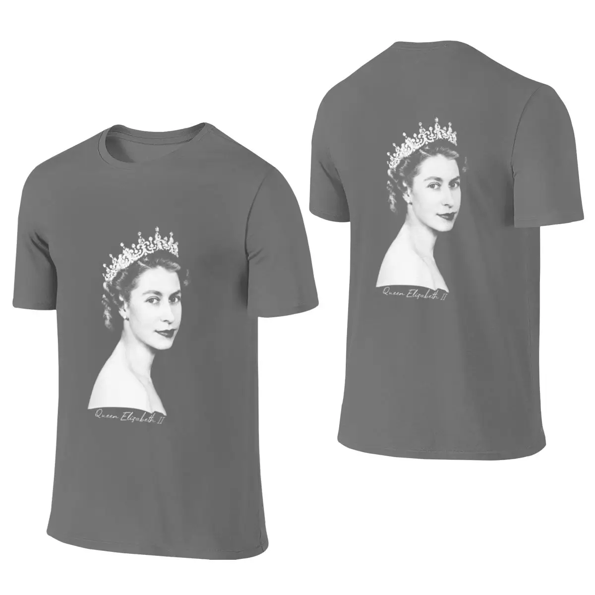 Queen Elizabeth II - Retro Couple Style Reversible T-shirtAmerican Retro Easy To Clean Tees