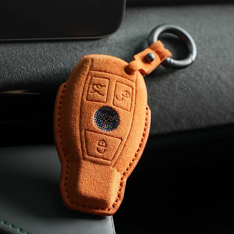 For Mercedes-Benz CLA180 CLS350 GLB GLA GLE GLC GLK GLS ML250 R320 S400 E-Class C260L E260 Suede Car Key Case