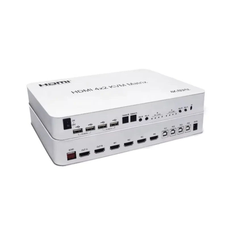 4K60HZ HD Matrix 4-in-2-out Video Splitters & Converters With KVM And HD USB 4x2