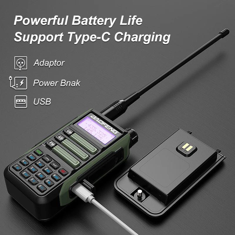 2023 BAOFENG UV16 Walkie Talkie High Power VHF UHF Dual Band Long Range Portable Transceiver Type-C Charger Waterproof Ham Radio