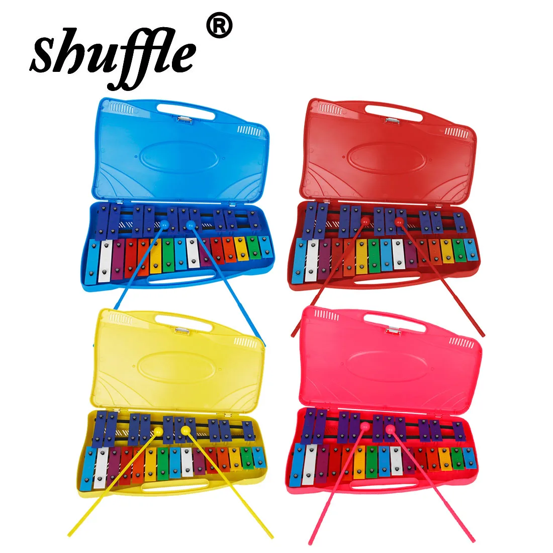 Orff 25 notas placa de alumínio mão knocker piano maleta presentes das crianças instrumentos musicais percussão com baquetas