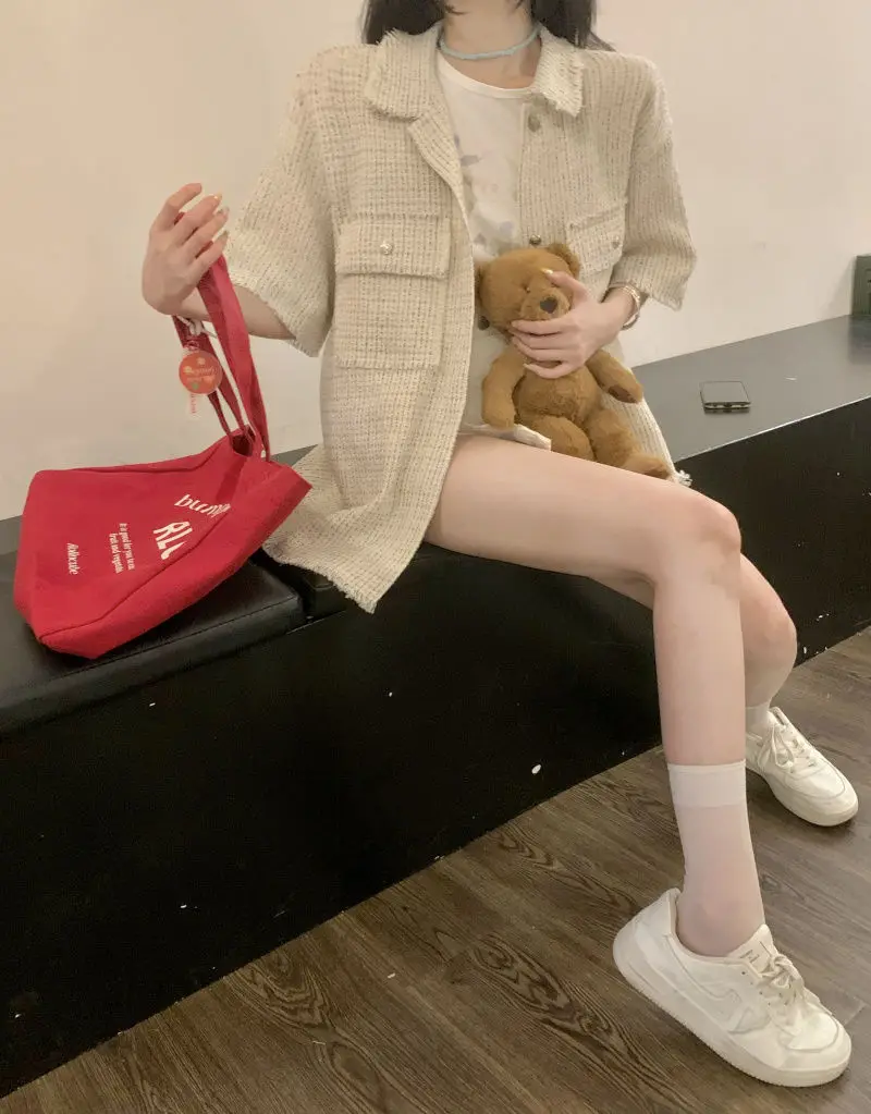 2024 Summer Korean Style Simple and Loose Versatile Casual Style Casual Coat and Shorts 2-piece Set