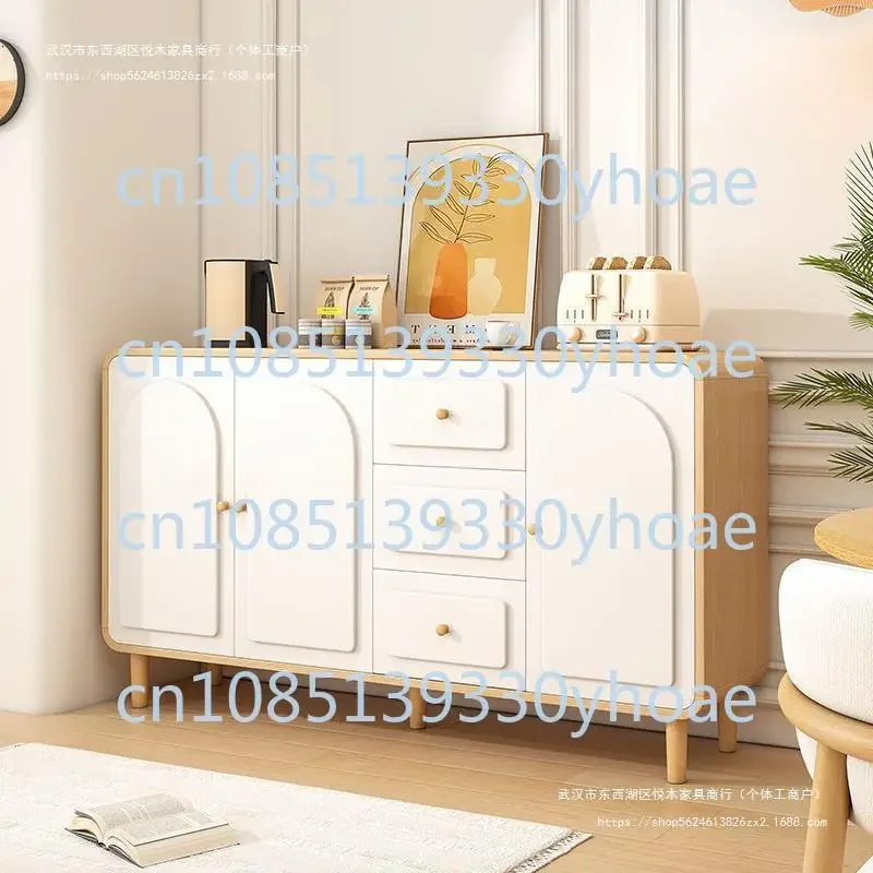 Household storage cabinet Small apartment log cream style dining side cabinet integrated against the wall