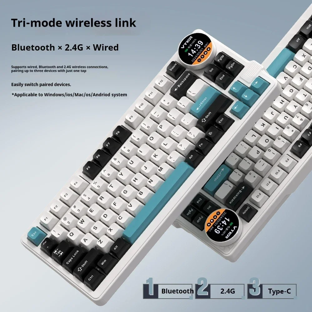 Imagem -06 - Teclado Mecânico sem Fio para Jogos com Botão Bluetooth Modo 2.4g 83 Chaves Tela Rgb Pbt Gamer Teclados Presente Feker-k75