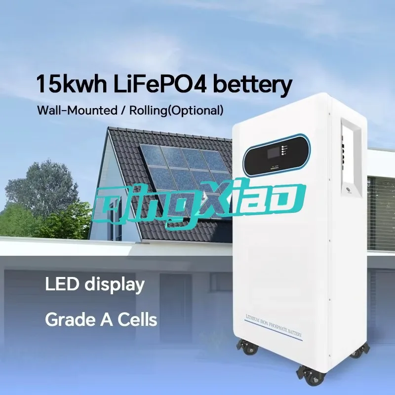 48V Lifepo4 Battery Solar Energy Storage Lithium Iron Phosphate Battery For Home Off Grid System With Wheels Display Bms