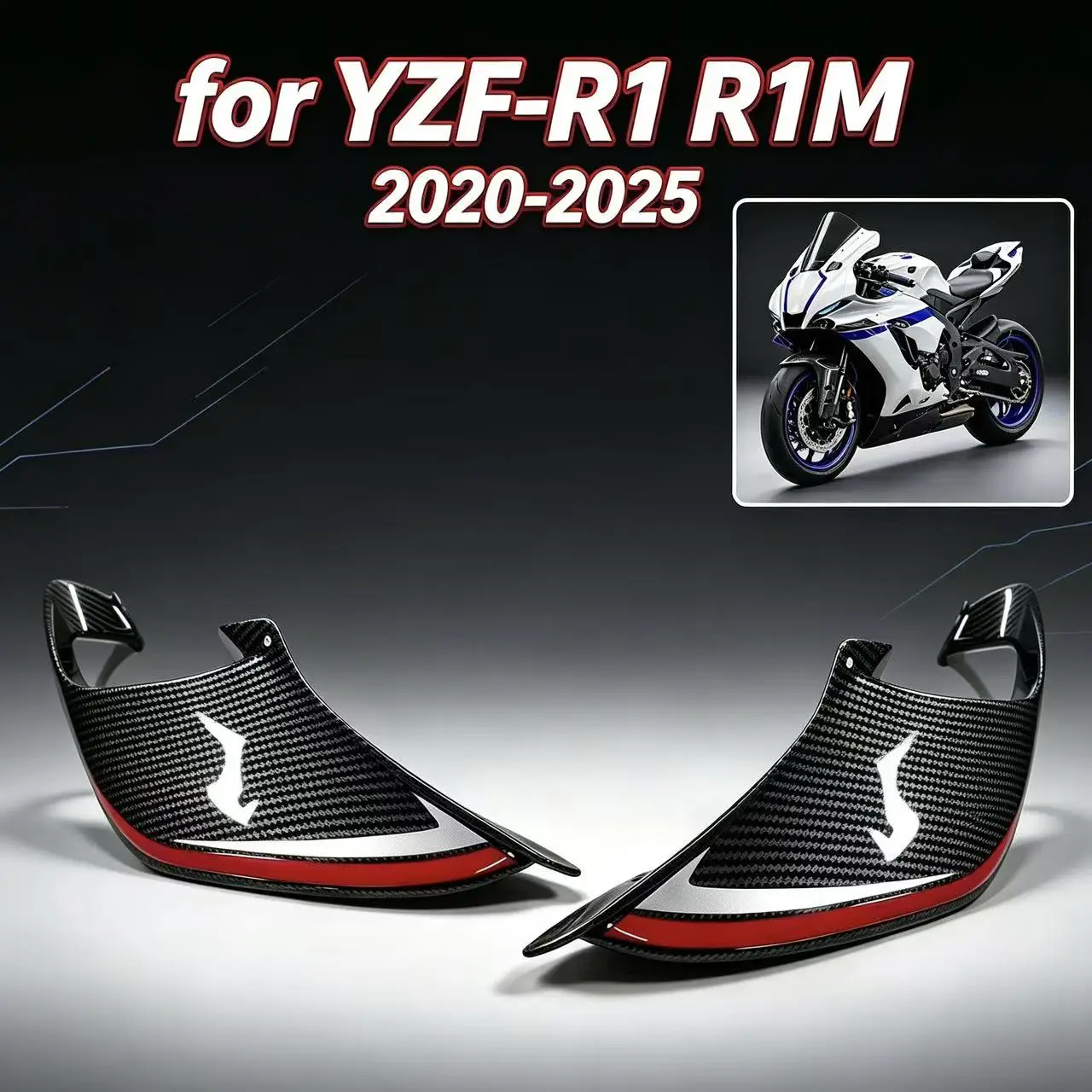 For Yamaha YZF-R1 R1M 2020 2021 2022 2023 2024 2025 Motorcycle Frontal Spoilers Winglet Aerodynamic Wing Little Wing fairing