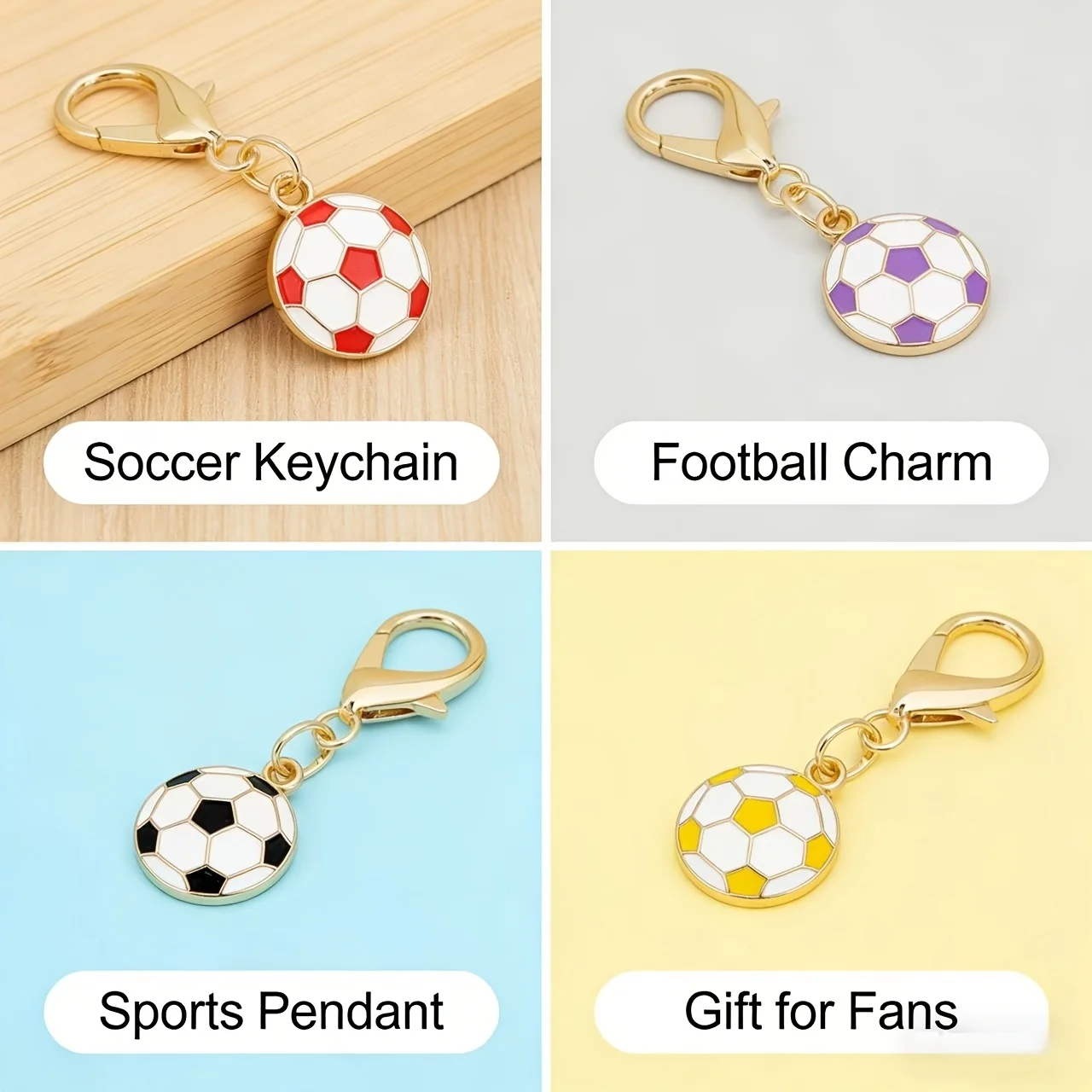 Colorful Keychains Featuring Soccer Theme, Lightweight And Durable Key Rings,The Best Gift for Soccer Enthusiasts(1.18x0.51inch)