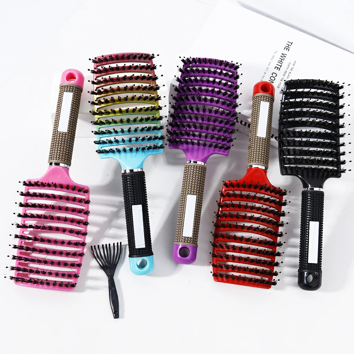 2pcs comb set, bristle large curved comb and cleaning claws, curved ventilated large curved comb,Special for real hair wigs image 6