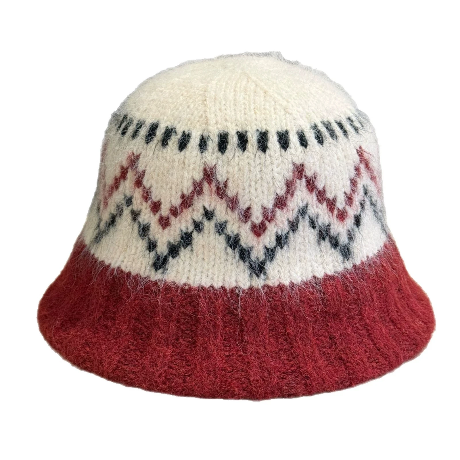 Neue Gestrickte Fischer Hut für Frauen Winter Warme Mütze Fair Isle Stil Koreanische Ohr-Schutz Woolen Hut Große Kopfumfang – Detail 4