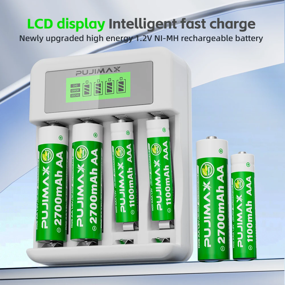 PUJIMAX 1.2V AA/AAA Ni-MH Rechargeable Batteries Battery Set 1100mAh 2700mAh For Mp3 Mobile  Led Flashlight Toys Torch Batteries