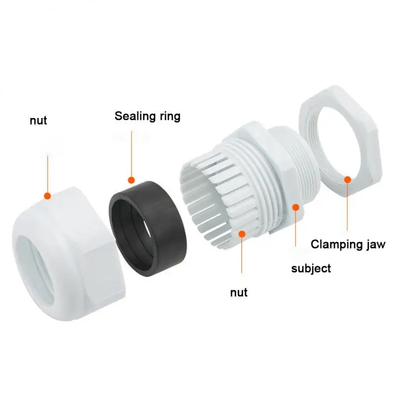 Ip68 Pg7 Waterproof Pg9 Pg11 Pg13.5 Pg16 Pg19/21 3-6.5mm White Black Nylon Plastic Connector Cable Entry Cable Gland