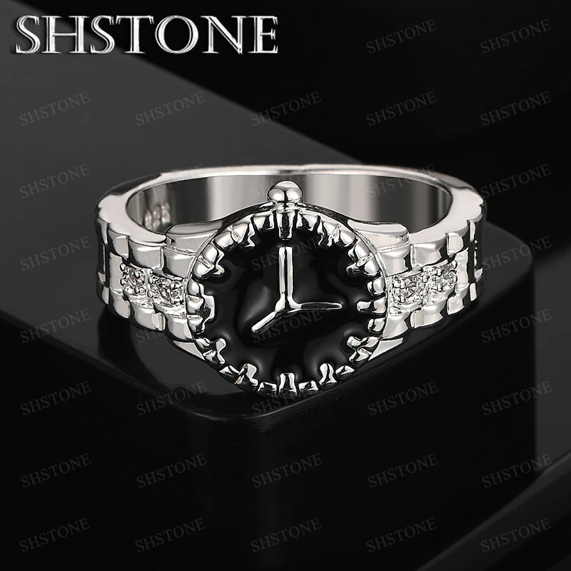 

New 925 Sterling Silver Timepiece Ring For Women Ring Luxury Fashion Party Wedding Charm Jewelry Birthday Gift Accessories