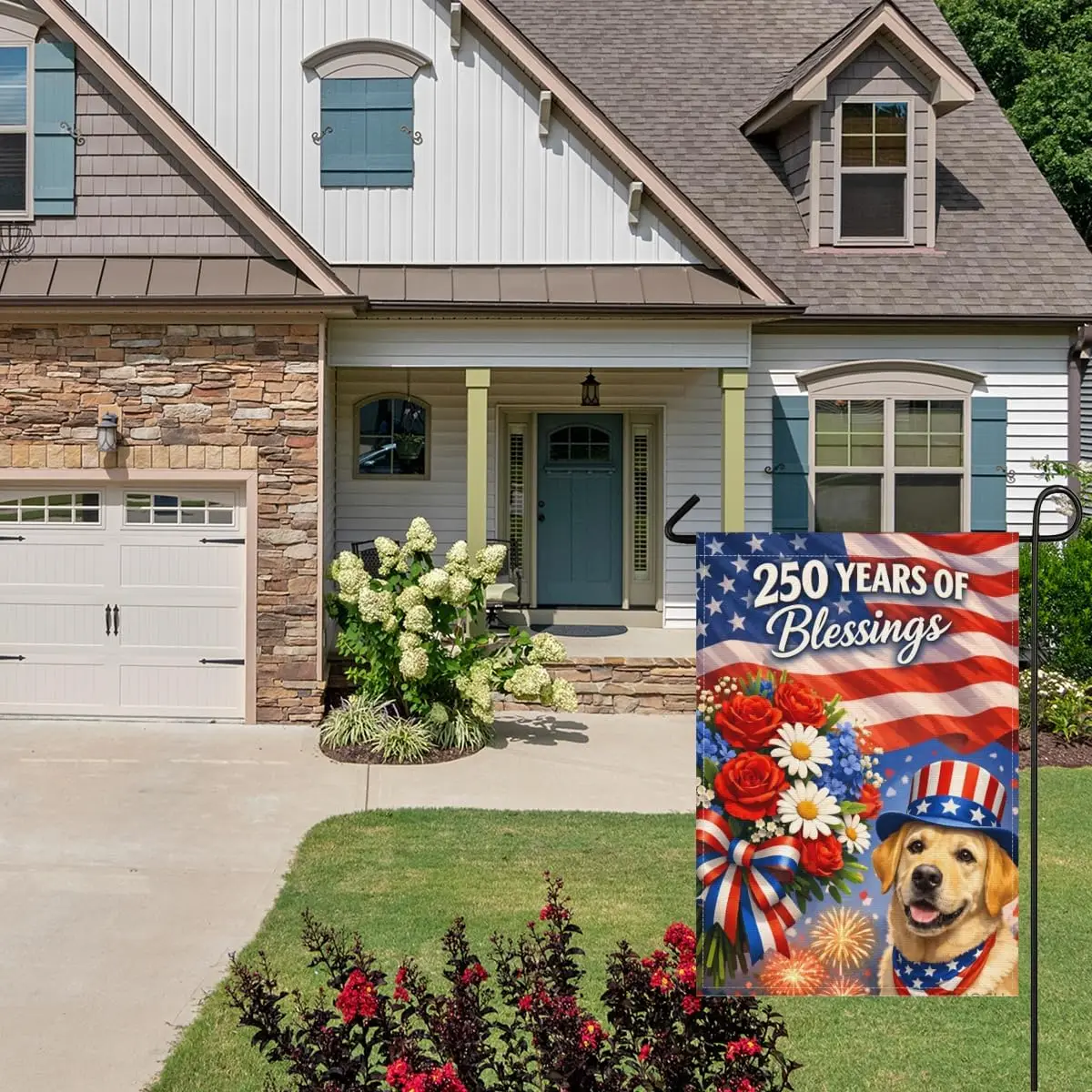 Blessings 250 Years America Garden Flag 28x40Inch,250 Anniversary USA Flag,Patriotic Labrador Retriever Independence Day Out ZZM